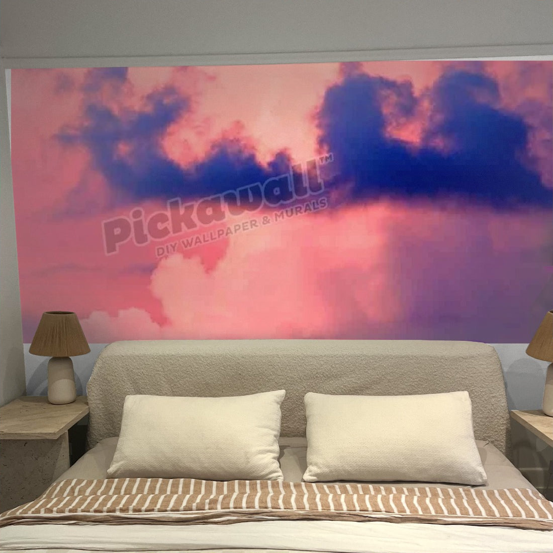 Sun setting wallpaper in a bedroom - Pickawall