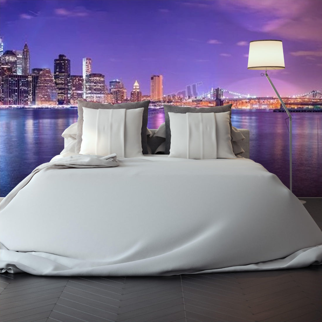 New York City Panorama wallpaper in a bedroom - Pickawall