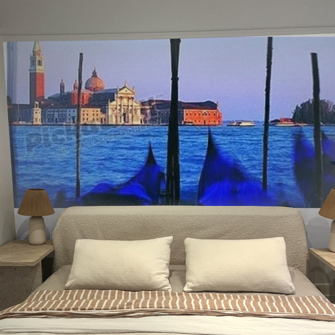 Gondolas, Venice, Italy 2 wallpaper in a bedroom - Pickawall