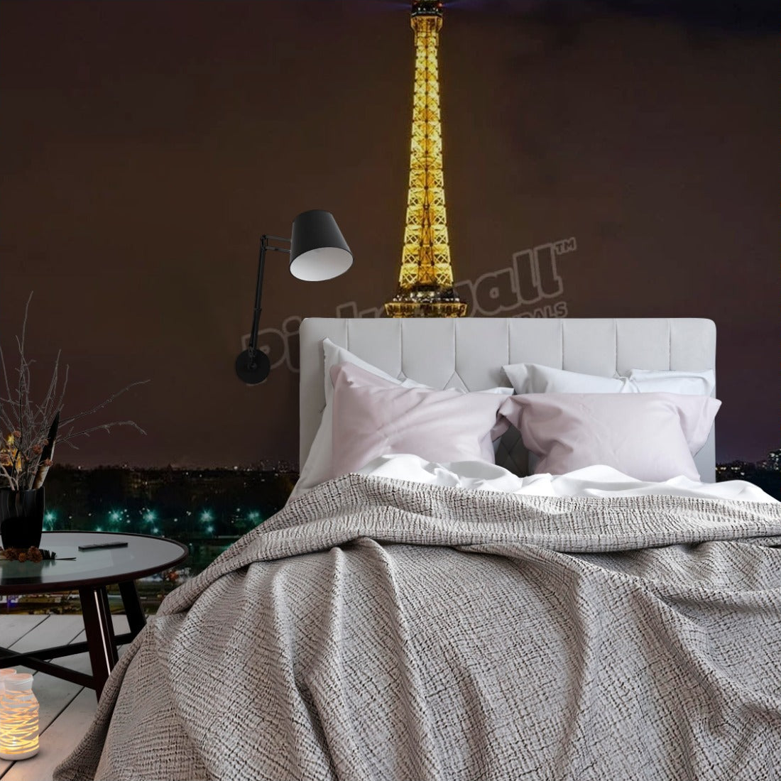 Eiffel Tower wallpaper in a bedroom - Pickawall
