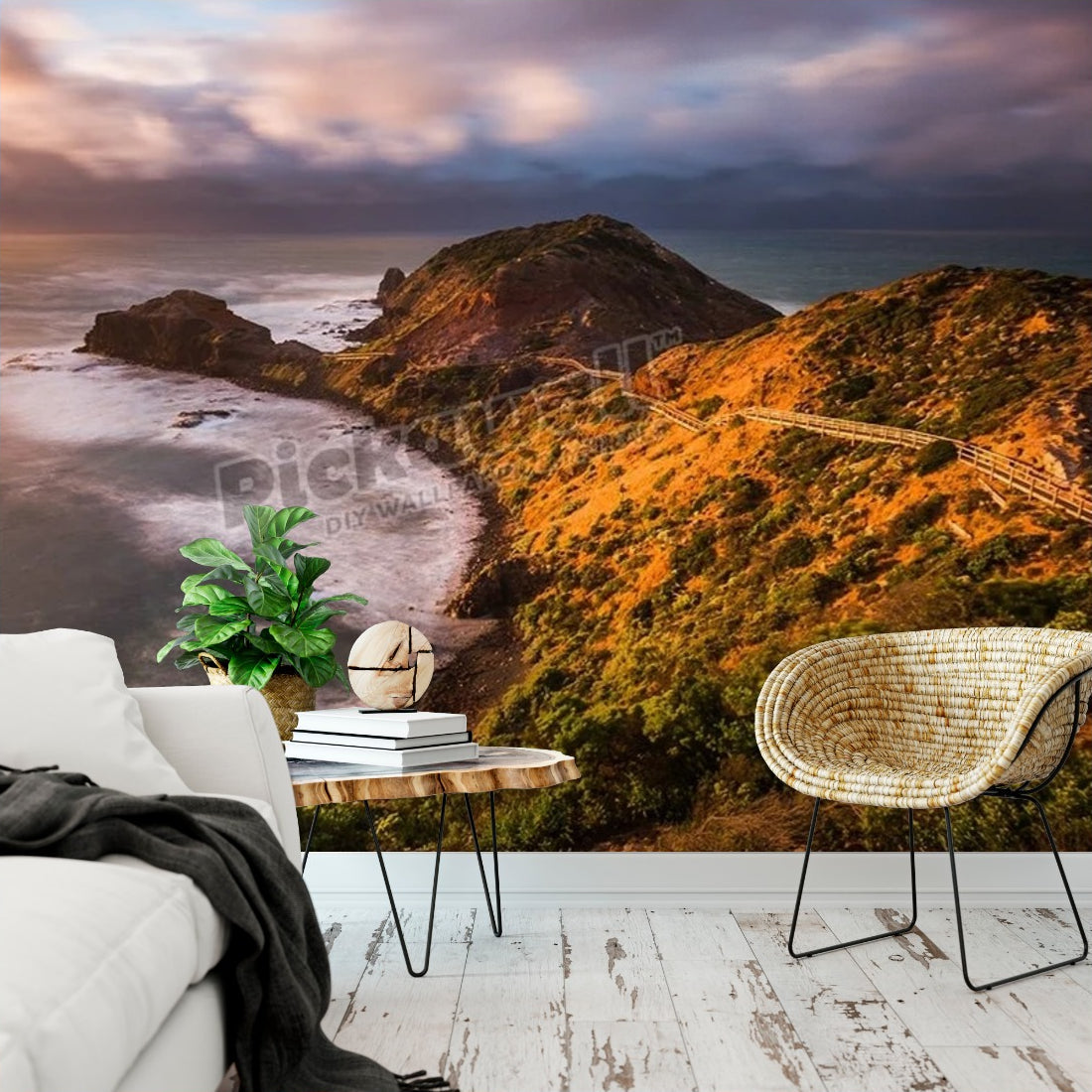 Cape Schanck Sunrise wallpaper in a living room - Pickawall