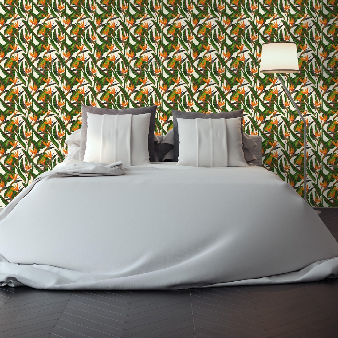 Birds of Paradise wallpaper in a bedroom - Pickawall