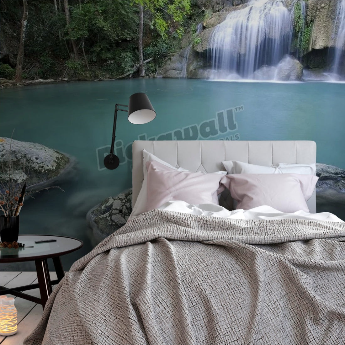 Erawan waterfall in Erawan national park wallpaper in a bedroom - Pickawall