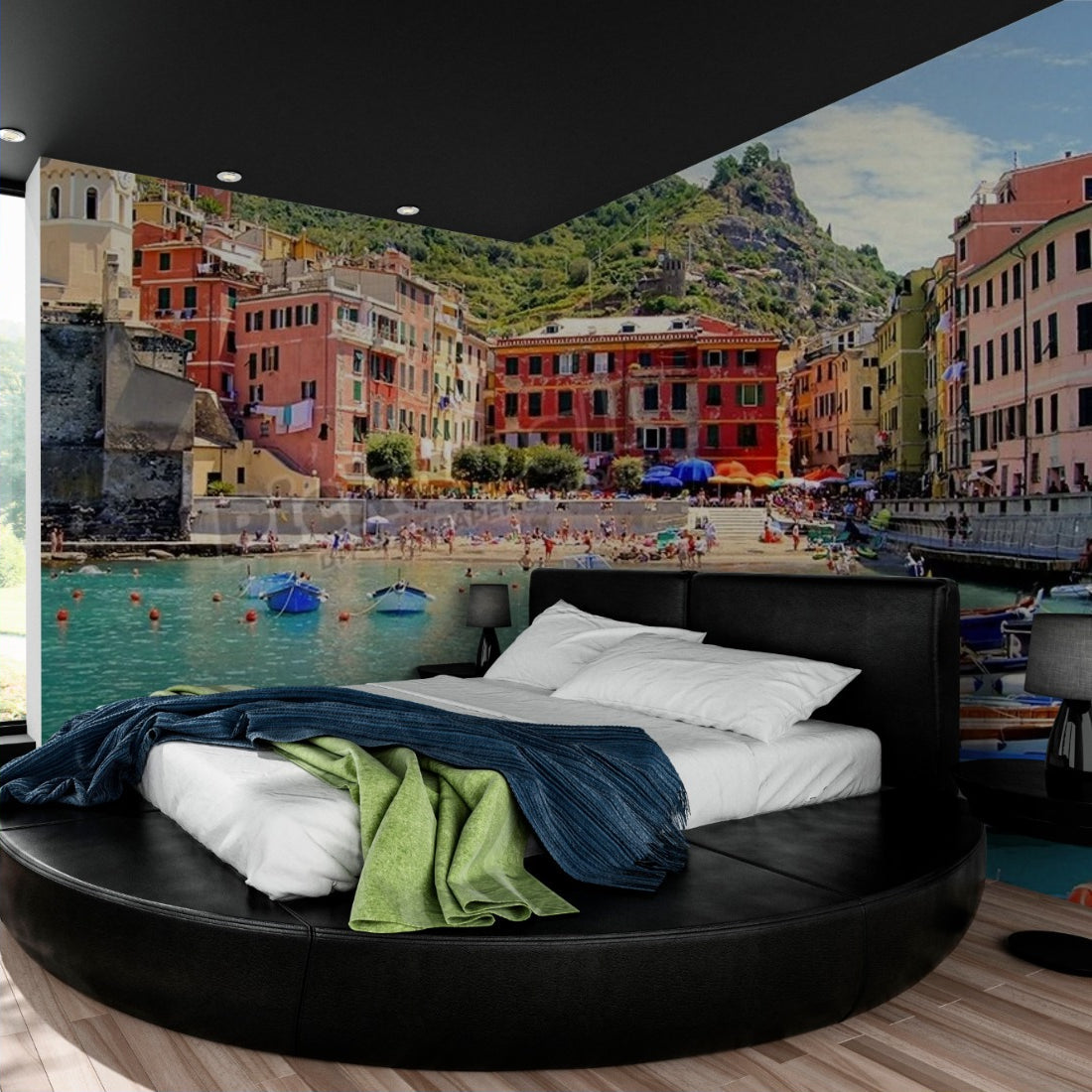 Vernazza, Cinque Terre, Italy wallpaper in a bedroom - Pickawall