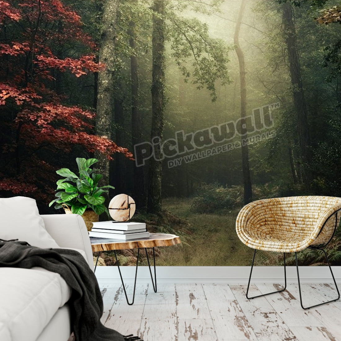 broceliande wallpaper in a living room - Pickawall