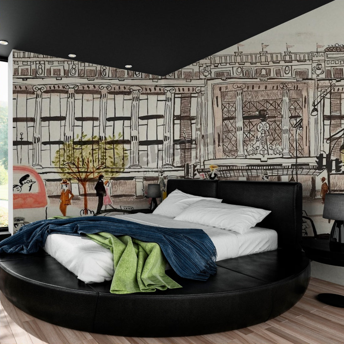 London streets wallpaper in a bedroom - Pickawall