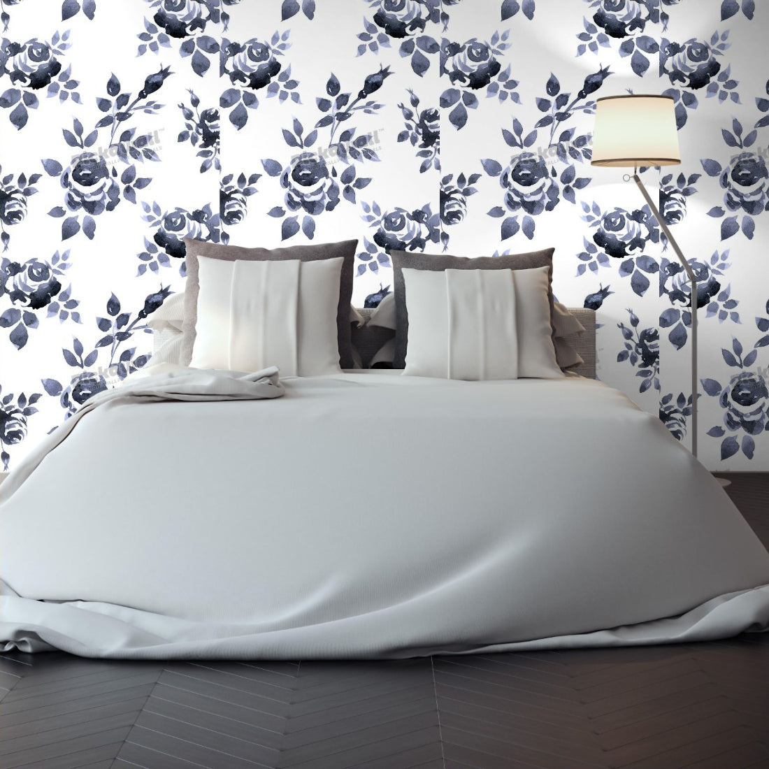 rose pattern wallpaper in a bedroom - Pickawall