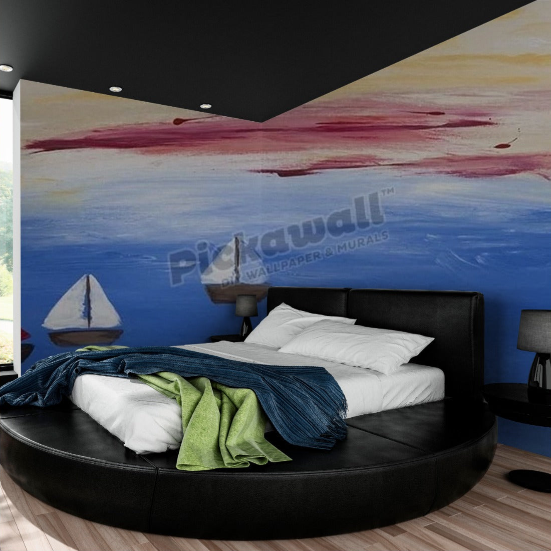 Minnows Sailing wallpaper in a bedroom - Pickawall