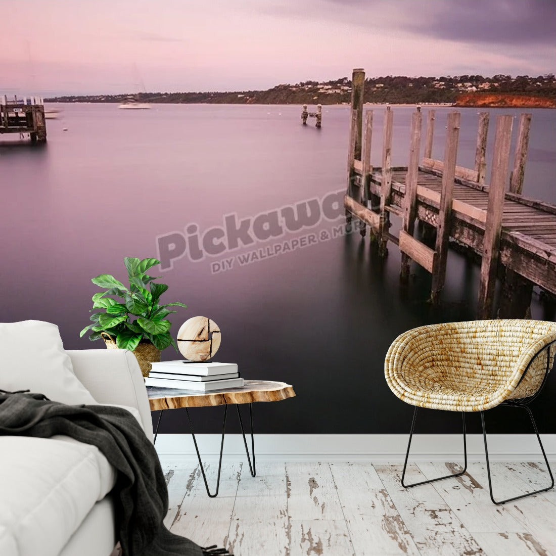 Mornington Pier wallpaper in a living room - Pickawall