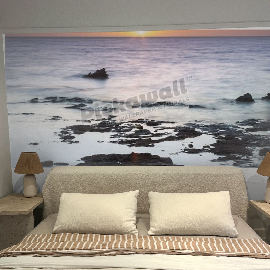 Mornington Sunset wallpaper in a bedroom - Pickawall