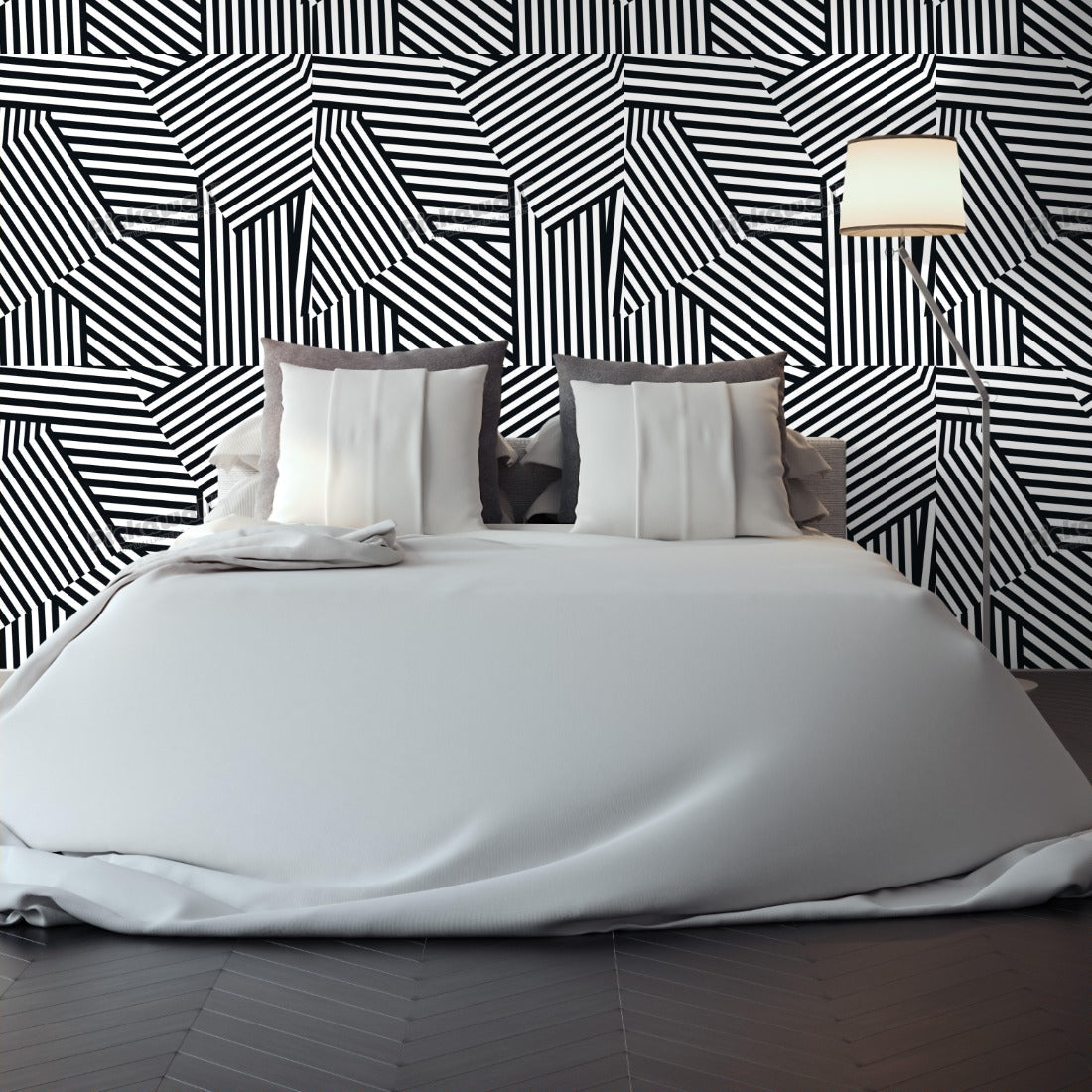 Geometric Stripes wallpaper in a bedroom - Pickawall