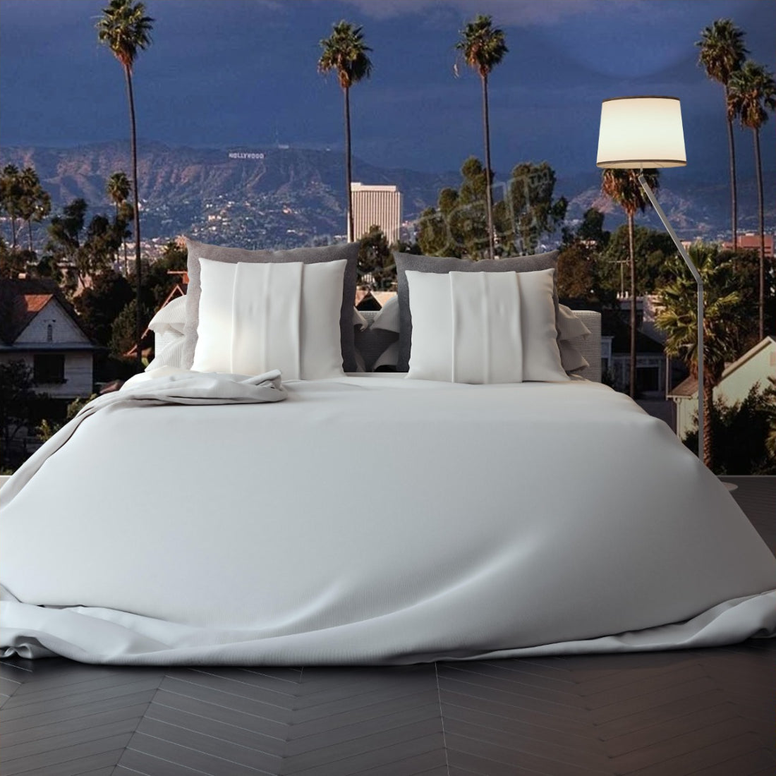 Los Angeles, California wallpaper in a bedroom - Pickawall