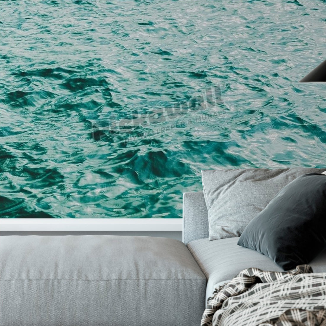 T R A N Q U I L wallpaper in a living room - Pickawall
