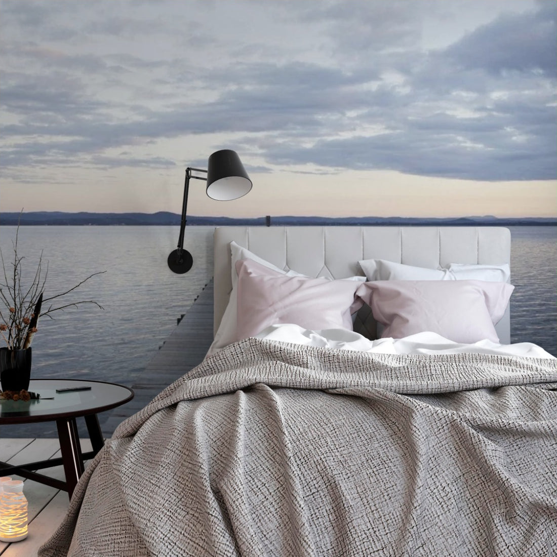 The Jetty at Long Jetty wallpaper in a bedroom - Pickawall