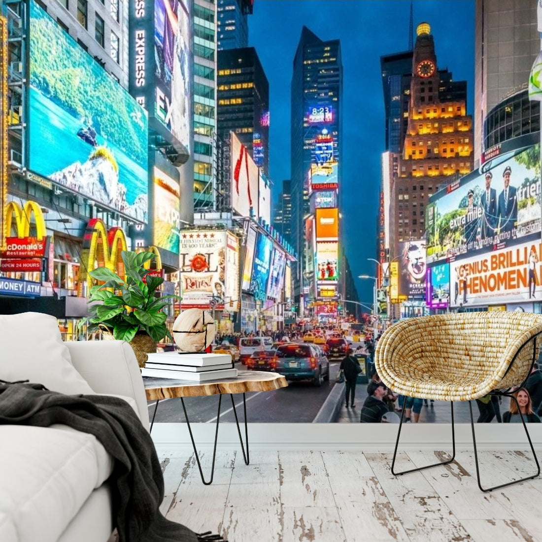 Times Square - New York City wallpaper in a living room - Pickawall