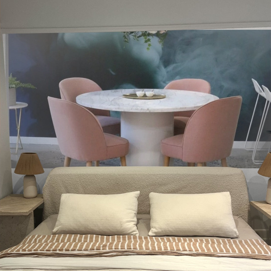 Dining room with Coloured Smoke wallpaper in a bedroom - Pickawall