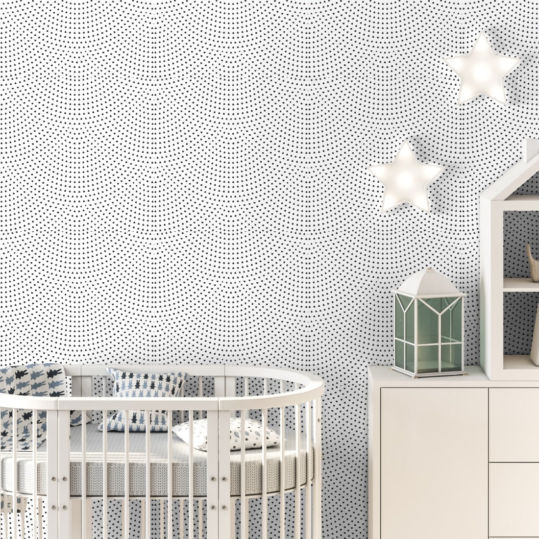 black drops-shaped background wallpaper in a nursery - Pickawall