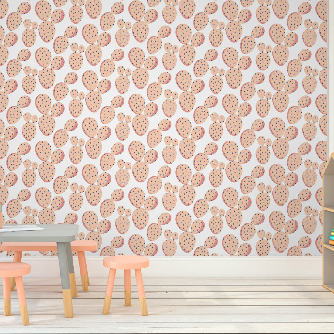 Pink Cactus wallpaper in a playroom - Pickawall
