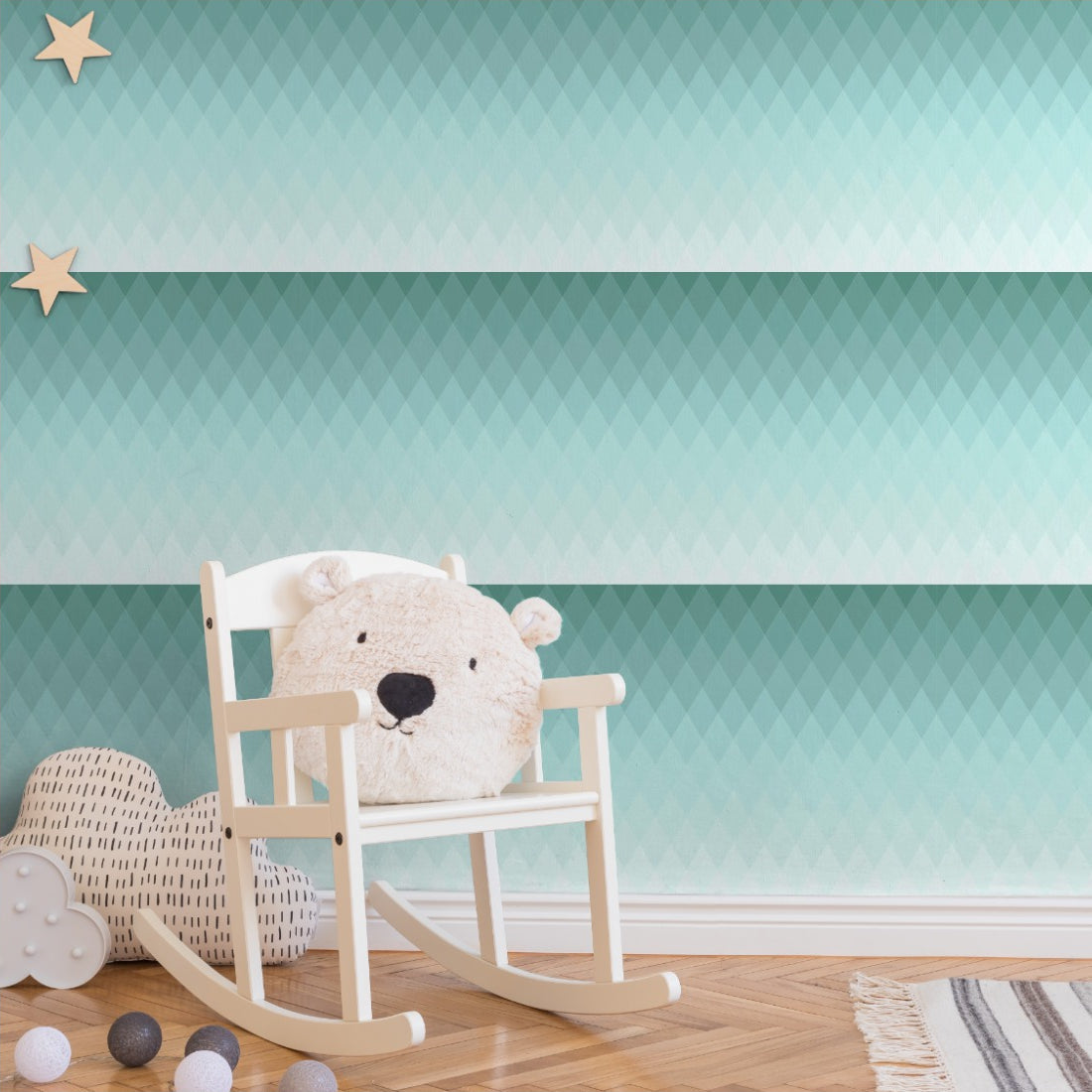Green Gradient Diamond Pattern wallpaper in a nursery - Pickawall