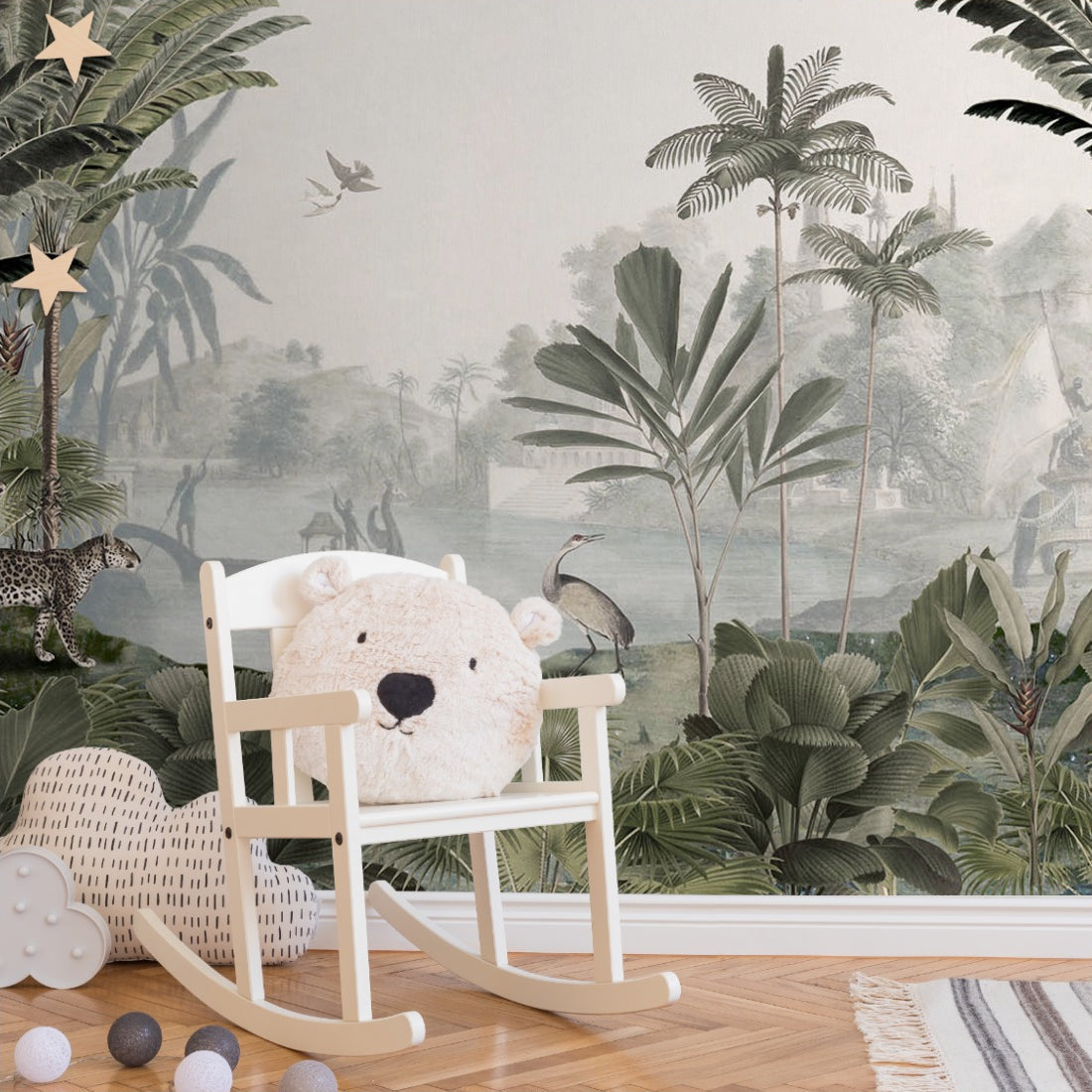 Leopard Landscape by Sir Edward wallpaper in a nursery - Pickawall