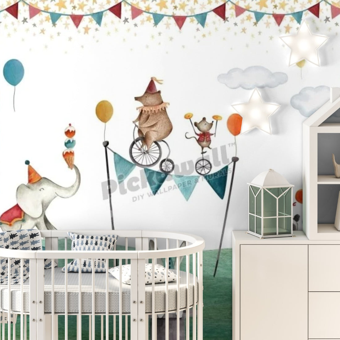 Crazy Circus by Oliver Robins wallpaper in a nursery - Pickawall