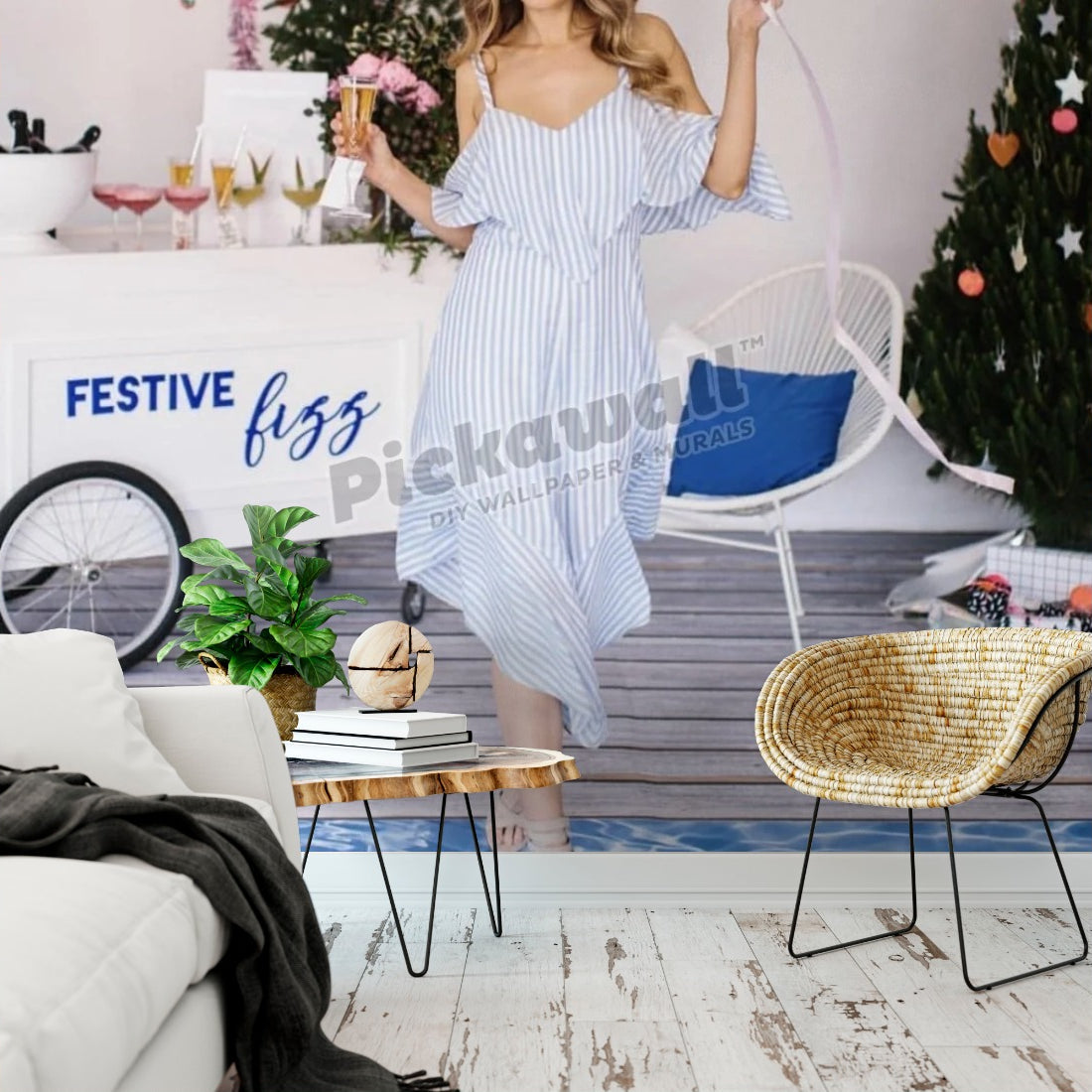 Clear Blue Water wallpaper in a living room - Pickawall
