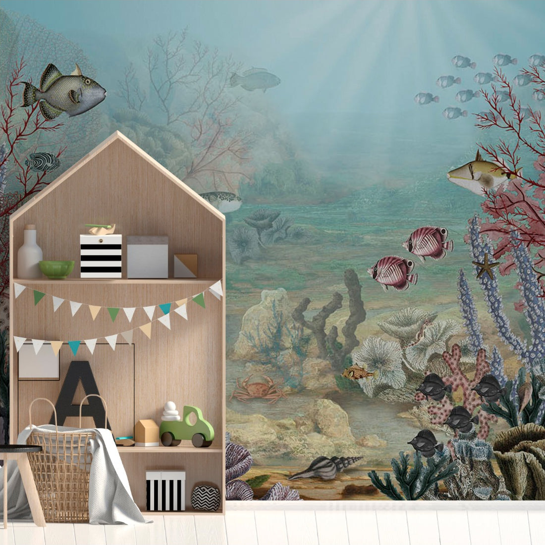 Coral Creatures by Sir Edward wallpaper in a playroom - Pickawall