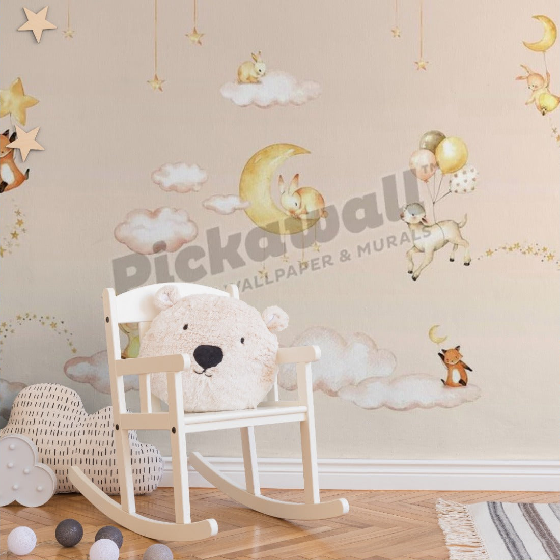 Sweet dreams pink by Oliver Robins wallpaper in a nursery - Pickawall