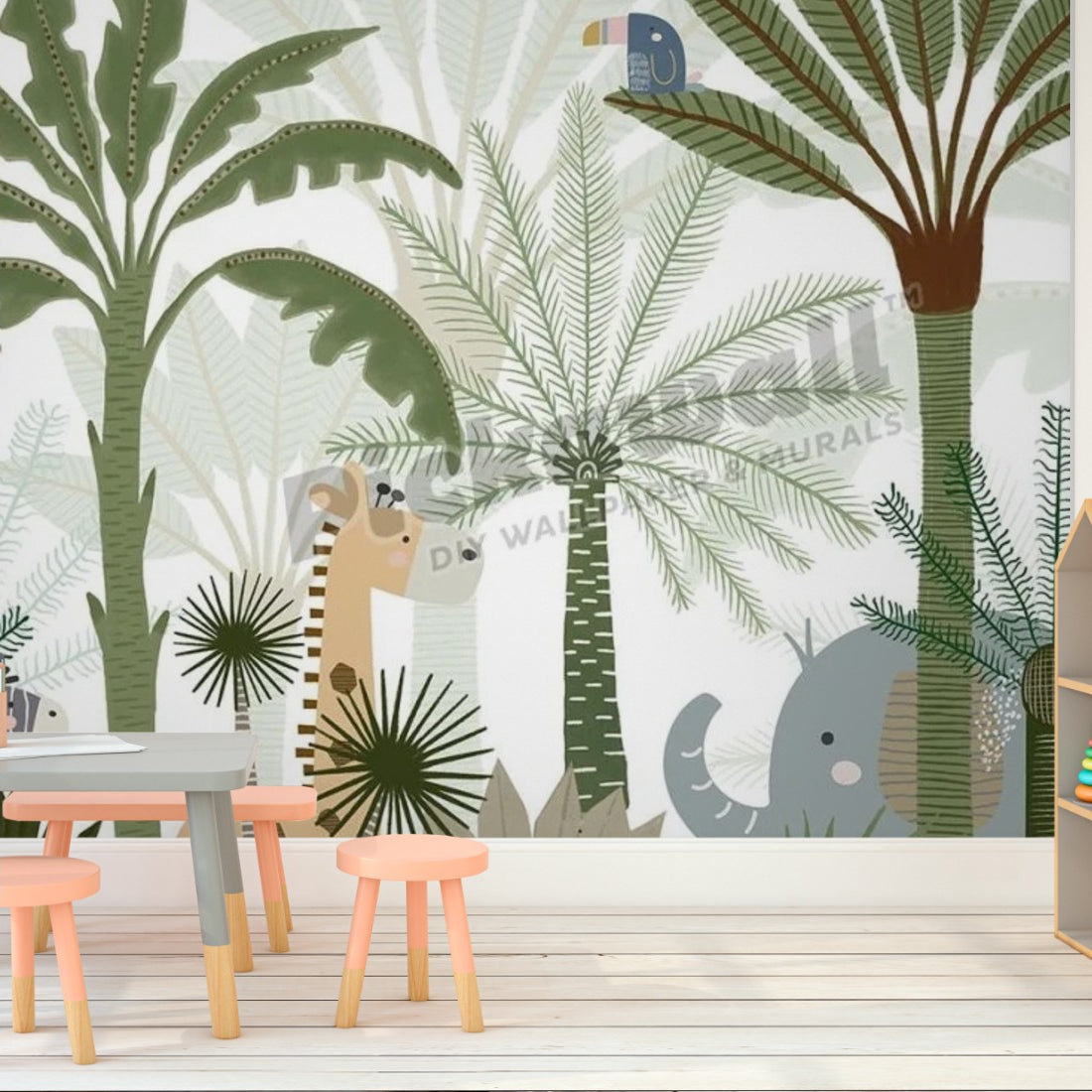 Jungle Joy by Oliver Robins wallpaper in a playroom - Pickawall