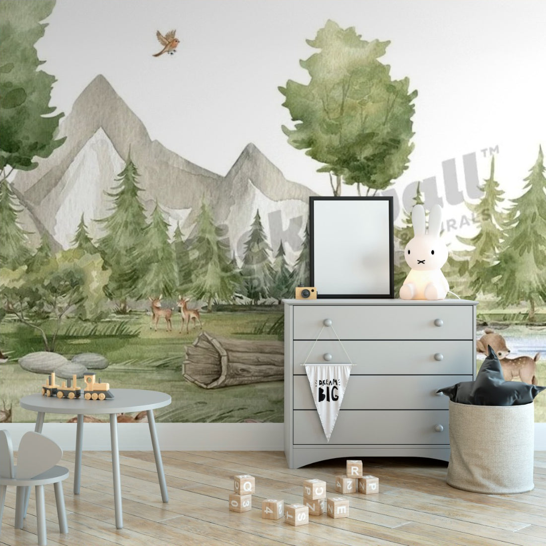 Forest Joy by Oliver Robins wallpaper in a nursery - Pickawall