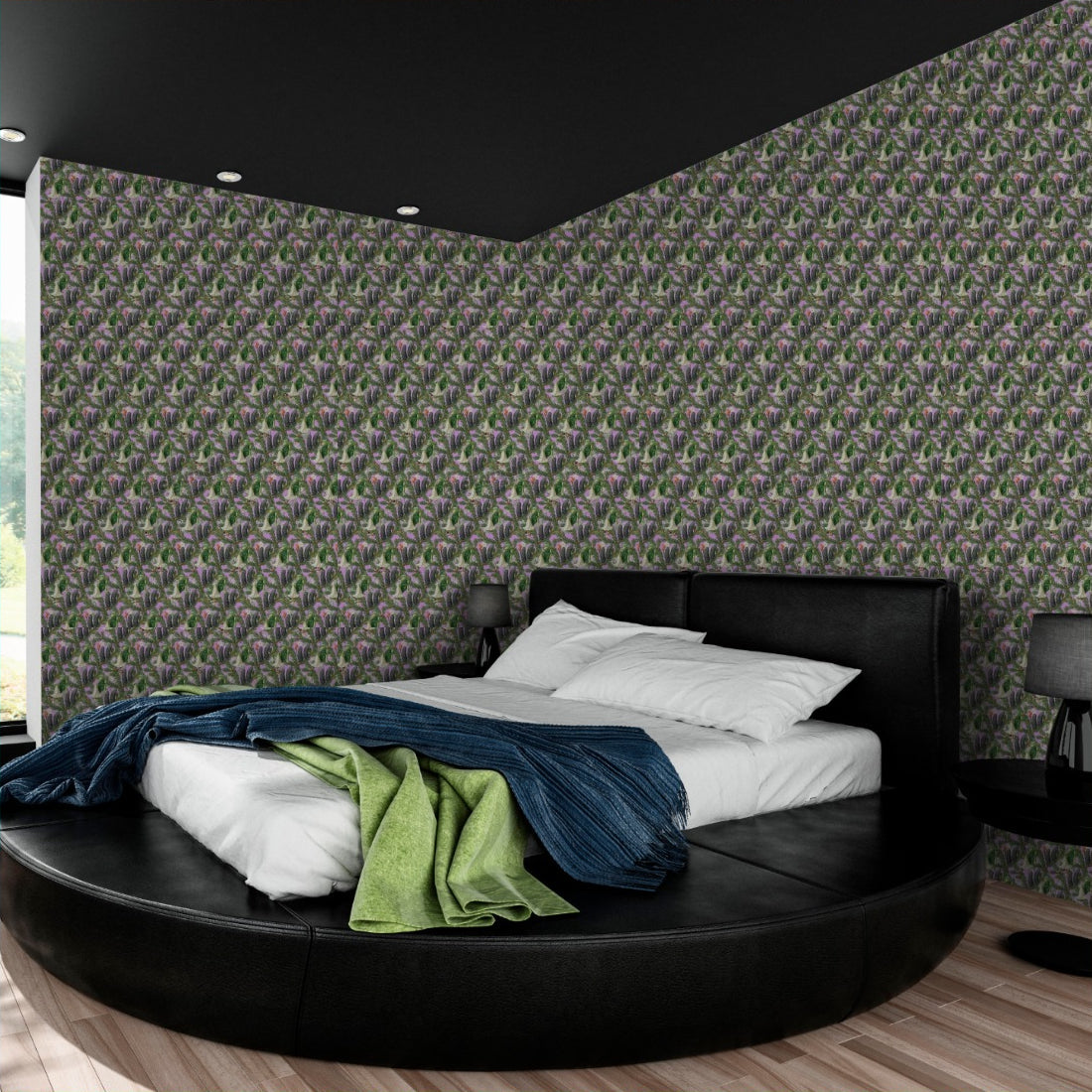 Springtime in Mauve by Loren Shoemark wallpaper in a bedroom - Pickawall