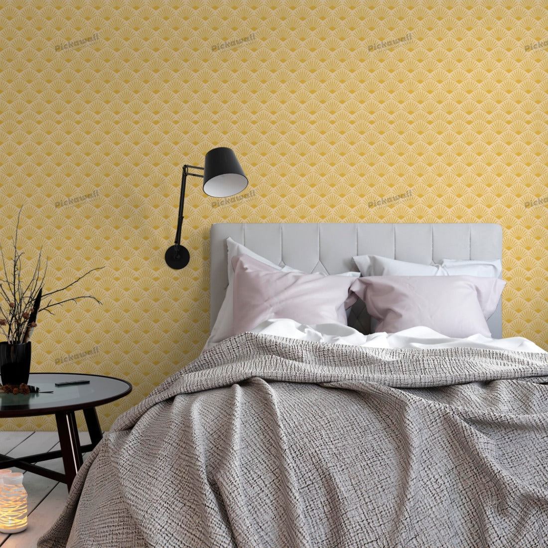 Sunny Fields Bright by Loren Shoemark wallpaper in a bedroom - Pickawall