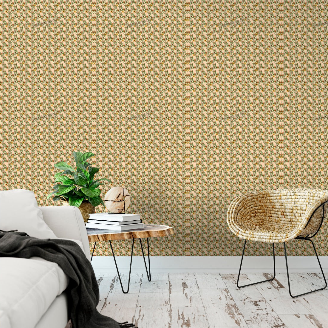 Just Peachy by Loren Shoemark wallpaper in a living room - Pickawall
