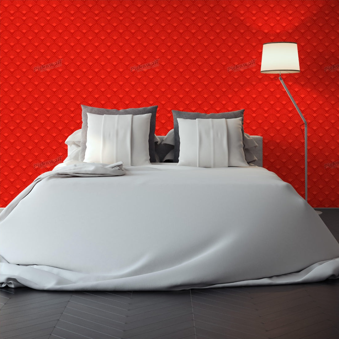 Sunny Fields Red Sky by Loren Shoemark wallpaper in a bedroom - Pickawall