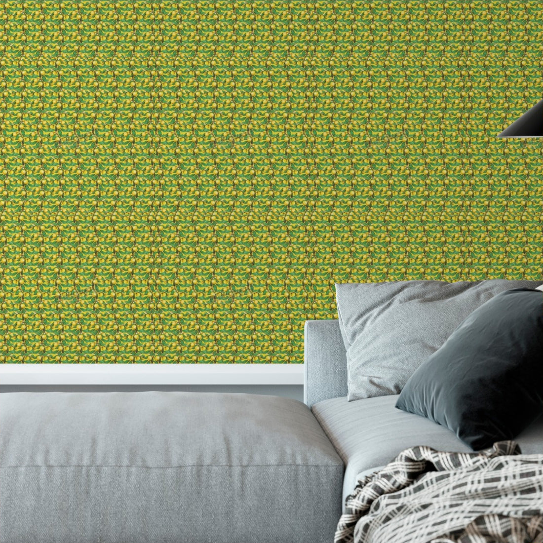 Lemons by Loren Shoemark wallpaper in a living room - Pickawall