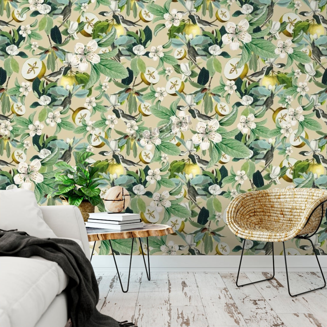 Citrus Blend by Loren Shoemark wallpaper in a living room - Pickawall