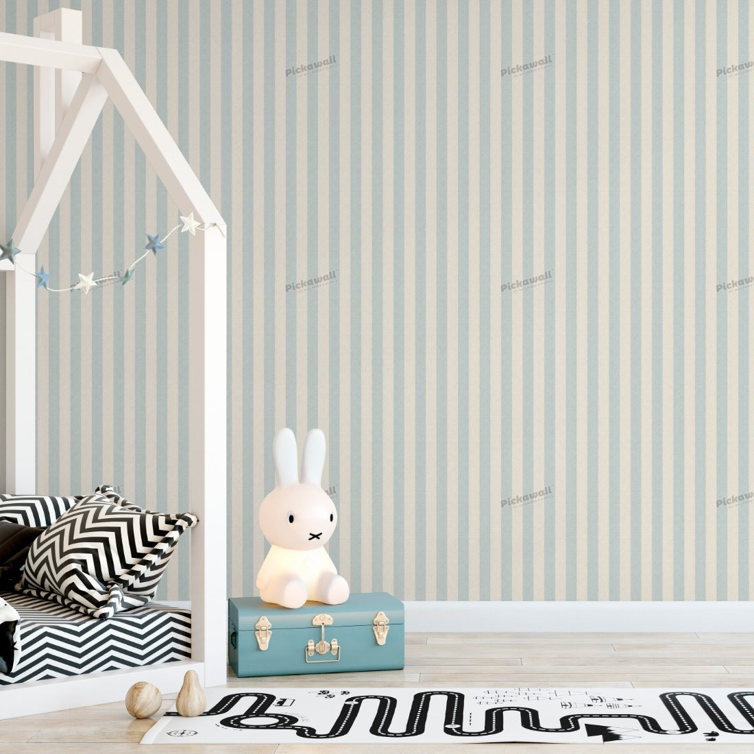 Linen Stripe wallpaper in a kids bedroom - Pickawall