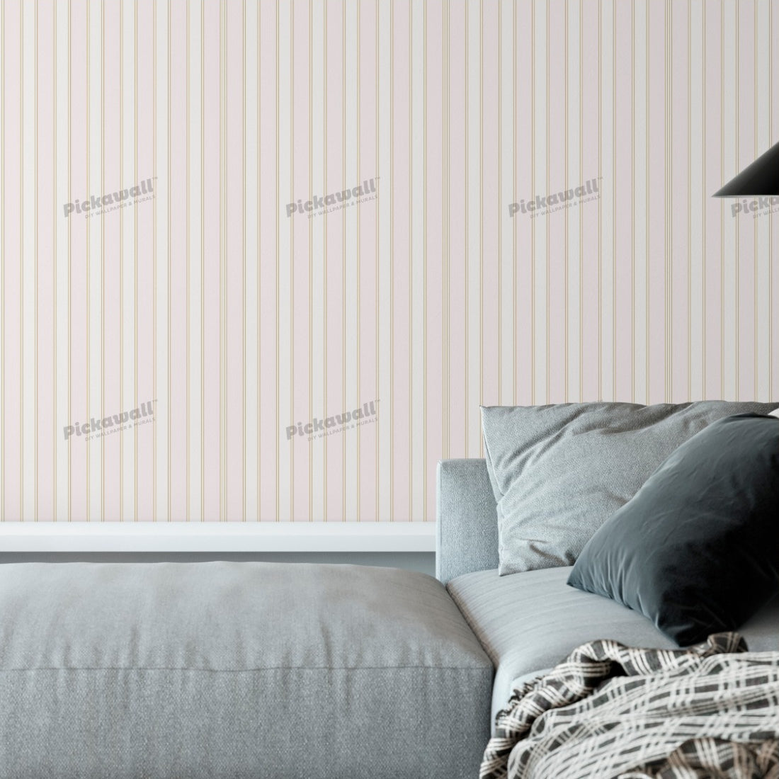 Princess Pink Stripes wallpaper in a living room - Pickawall