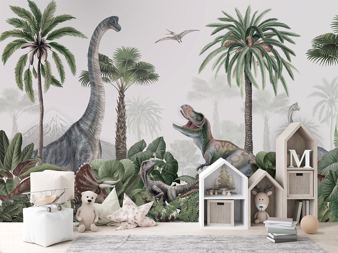 Dino Jive by Kikki Belle wallpaper room view - Pickawall