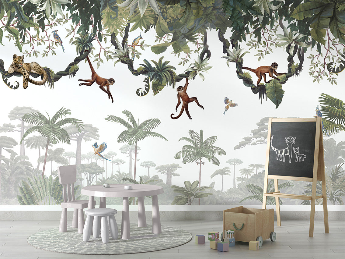 Cheeky Monkeys by Kikki Belle wallpaper room view - Pickawall