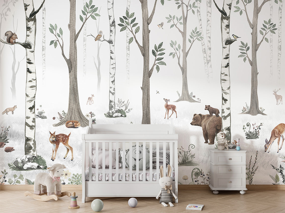 White Forest by Kikki Belle wallpaper room view - Pickawall