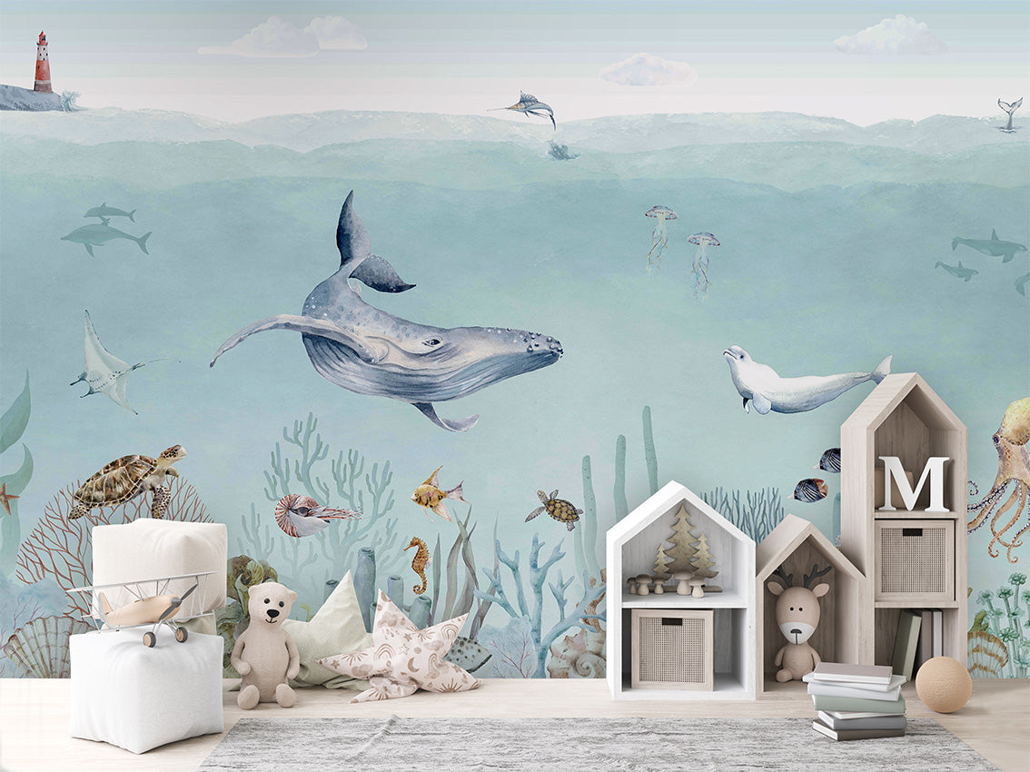 Secret Sealife by Kikki Belle wallpaper room view - Pickawall