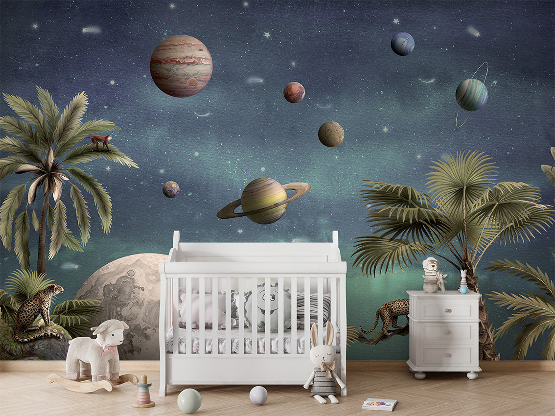 Pretty Planets by Kikki Belle wallpaper room view - Pickawall