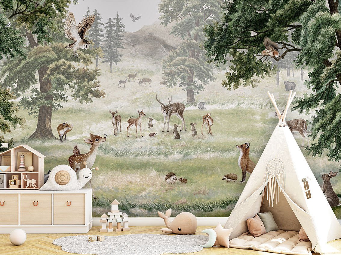 Forest Fun by Kikki Belle wallpaper room view - Pickawall