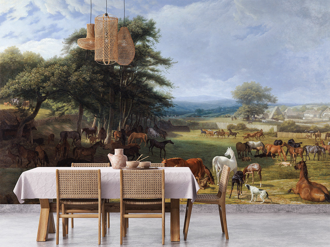 Horse Meadow by Madam Blanc wallpaper room view - Pickawall