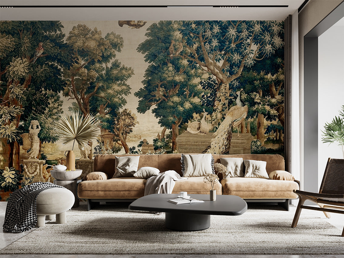 Peacock in the Park by Madam Blanc wallpaper room view - Pickawall