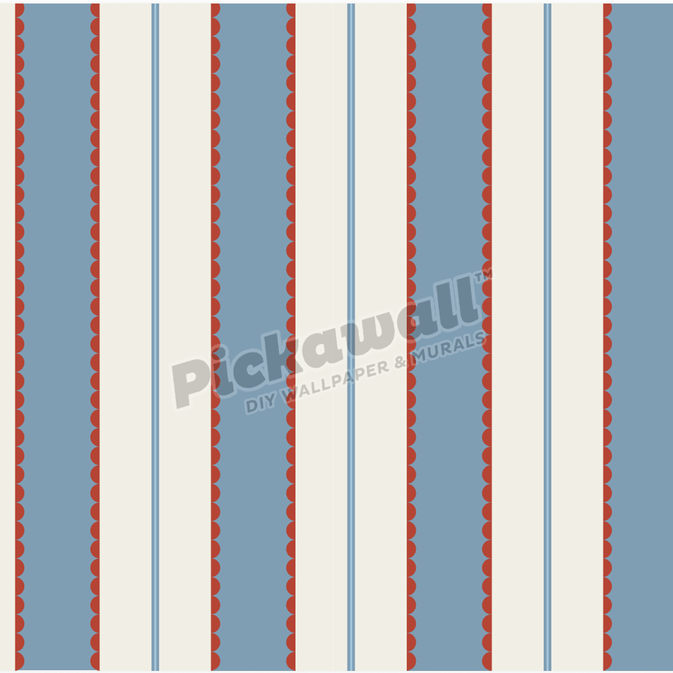 Red Blue Scallop Stripes - Pickawall