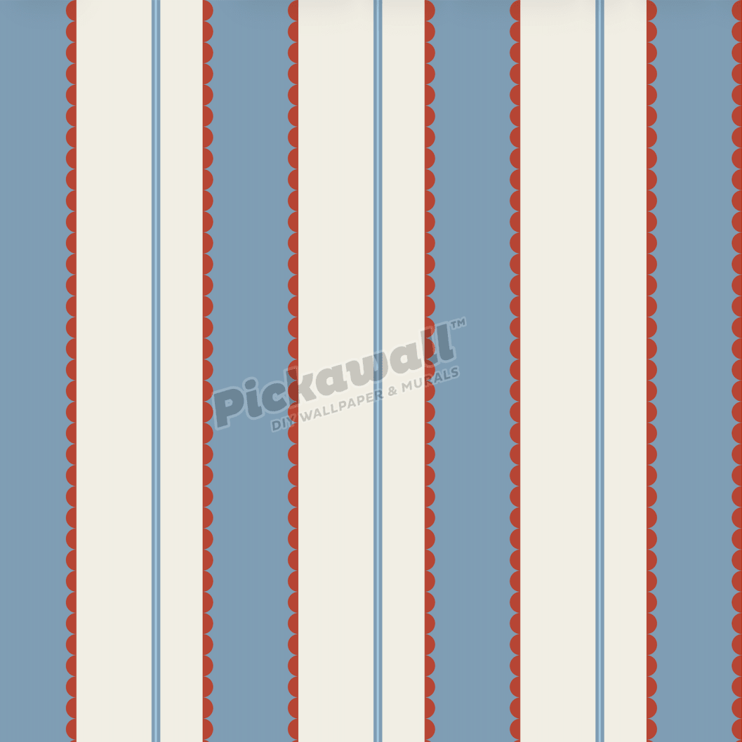 Red Blue Scallop Stripes - Pickawall