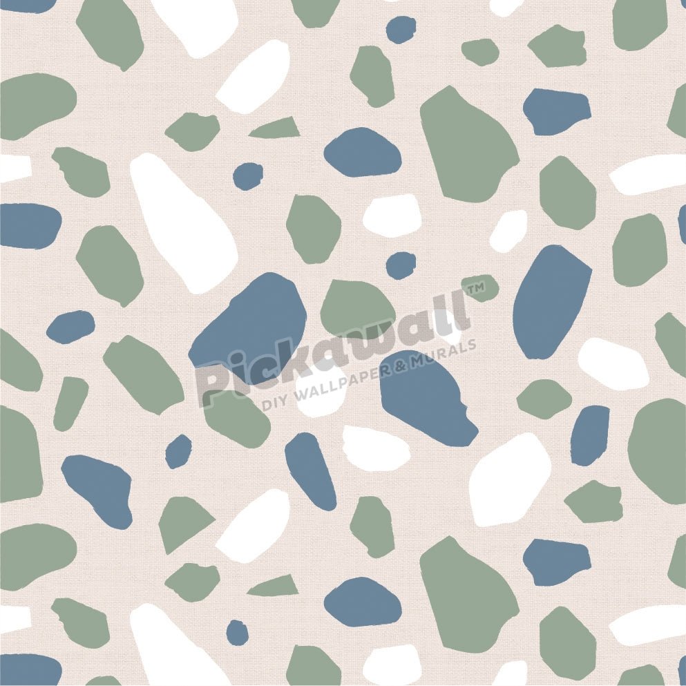 Sage Green and Blue Terrazzo Pattern by Liberty Interiors - Pickawall