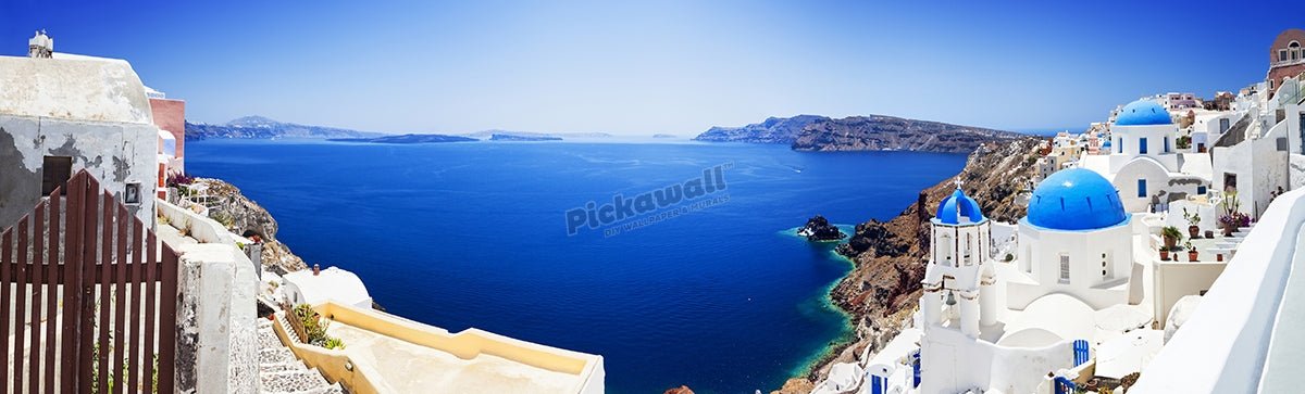 Santorini caldera with famous churches Panorama - Pickawall